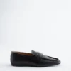 Mocassins en cuir à bout carré