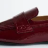 Mocassins en cuir à bout carré