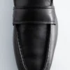 Mocassins en cuir à bout carré