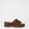 Mules à plateforme en daim