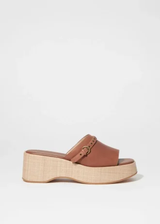 Mules à plateforme en daim
