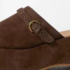 Mules à plateforme en daim