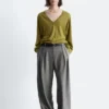 Pantalon ajusté en laine mélangée