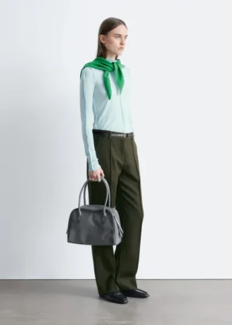 Pantalon ajusté en laine mélangée