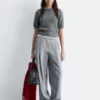 Pantalon ajusté en laine mélangée