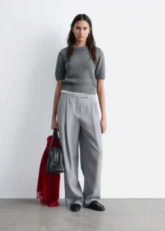 Pantalon ajusté en laine mélangée