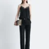 Pantalon ajusté en laine mélangée