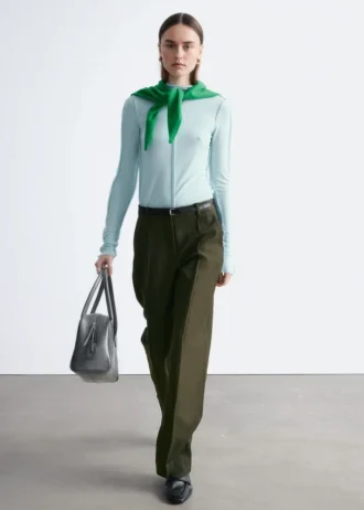 Pantalon ajusté en laine mélangée