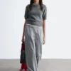 Pantalon ajusté en laine mélangée