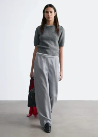 Pantalon ajusté en laine mélangée