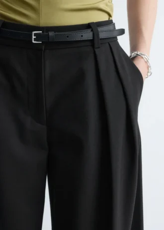 Pantalon ajusté en laine mélangée
