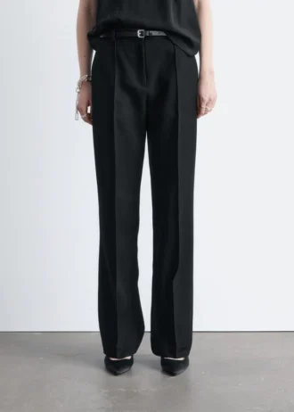 Pantalon ajusté en laine mélangée