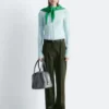 Pantalon ajusté en laine mélangée