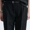 Pantalon ajusté en laine mélangée