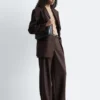 Pantalon ajusté en laine mélangée