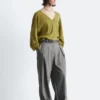 Pantalon ajusté en laine mélangée