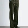 Pantalon ajusté en laine mélangée