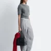 Pantalon ajusté en laine mélangée