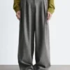 Pantalon ajusté en laine mélangée