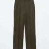 Pantalon ajusté en laine mélangée