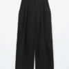 Pantalon ajusté en laine mélangée