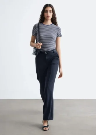 Pantalon droit à plis marqués