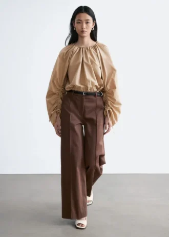Pantalon en coton à plis marqués