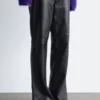 Pantalon en cuir évasé