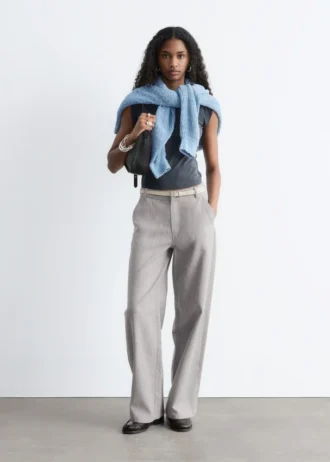 Pantalon en laine à jambes larges