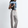 Pantalon en laine à jambes larges
