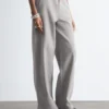 Pantalon en laine à jambes larges
