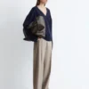 Pantalon en laine à plis marqués