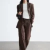 Pantalon en lin ajusté