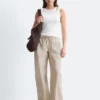 Pantalon en sergé de coton avec cordon de serrage