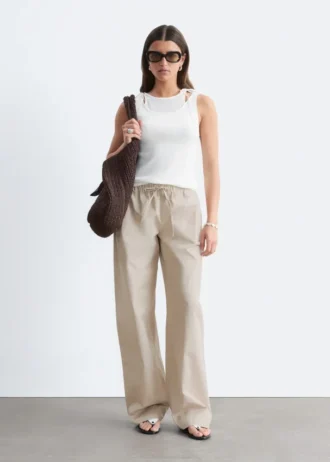 Pantalon en sergé de coton avec cordon de serrage
