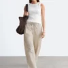 Pantalon en sergé de coton avec cordon de serrage