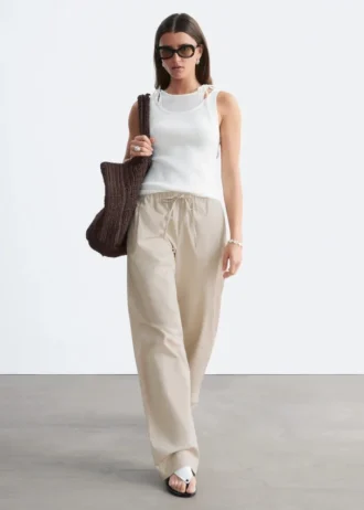 Pantalon en sergé de coton avec cordon de serrage