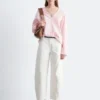 Pantalon en sergé de coton à jambes larges