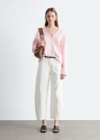 Pantalon en sergé de coton à jambes larges
