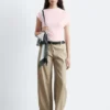 Pantalon en sergé de coton à jambes larges