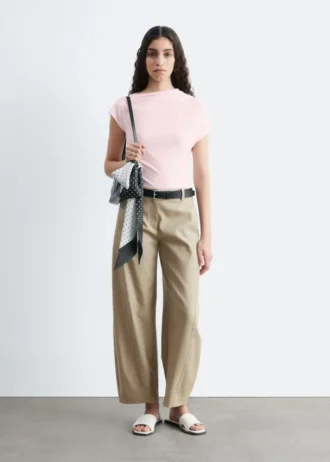 Pantalon en sergé de coton à jambes larges