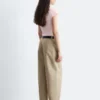 Pantalon en sergé de coton à jambes larges