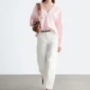 Pantalon en sergé de coton à jambes larges