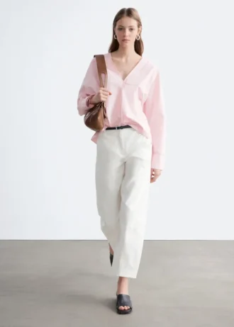 Pantalon en sergé de coton à jambes larges
