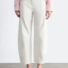 Pantalon en sergé de coton à jambes larges