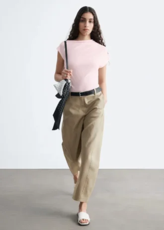 Pantalon en sergé de coton à jambes larges