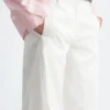 Pantalon en sergé de coton à jambes larges