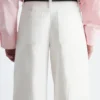 Pantalon en sergé de coton à jambes larges