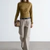 Pantalon en sergé à jambes larges
