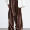 Pantalon à jambes larges et cordon de serrage